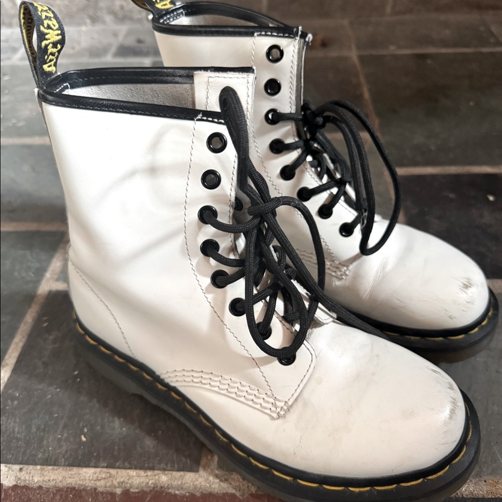 Vintage Dr. Martens white combat boots